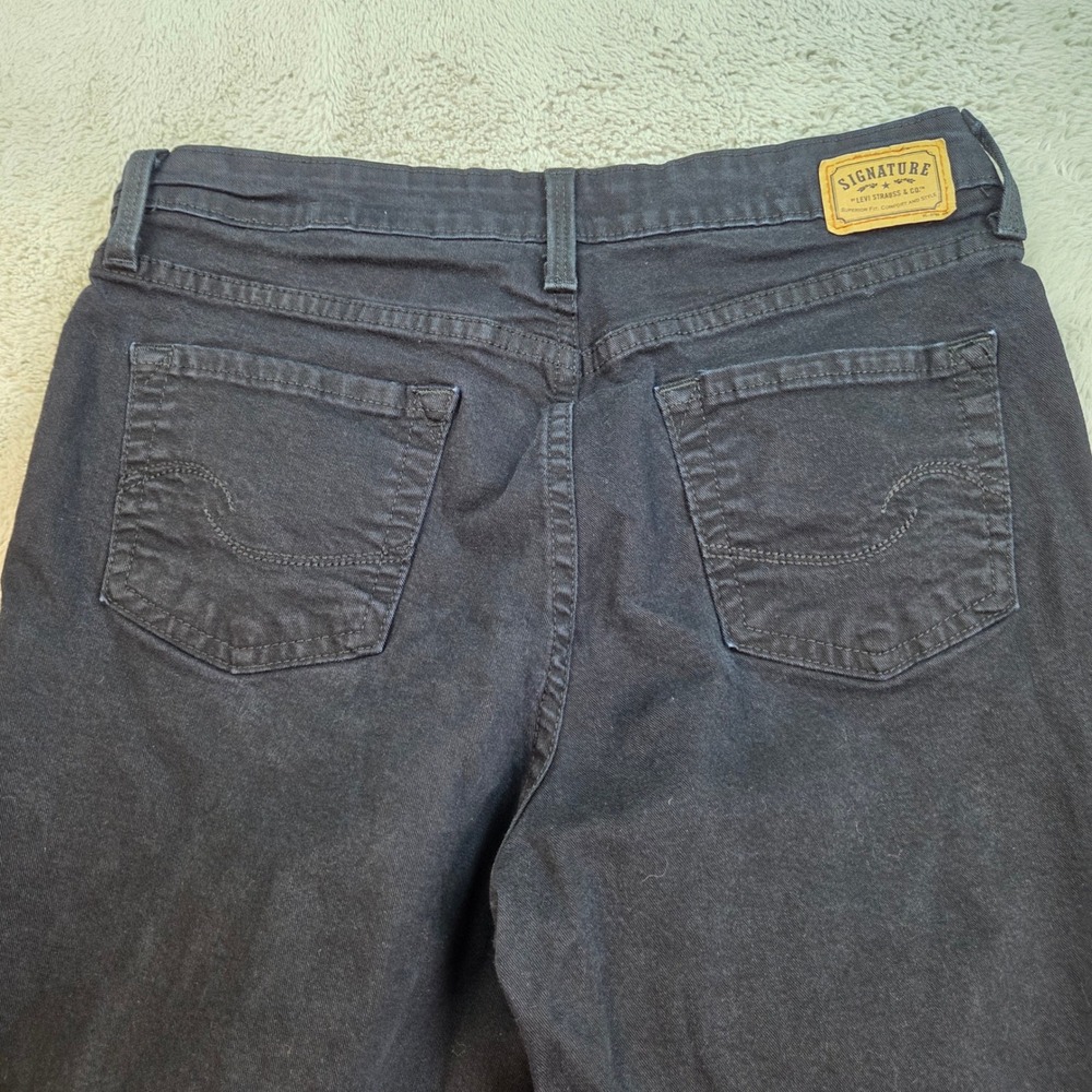 Signature Levi Strauss & Co. Bootcut Jeans Womens Sz 12S At Waist Stretch Black - Picture 8 of 9
